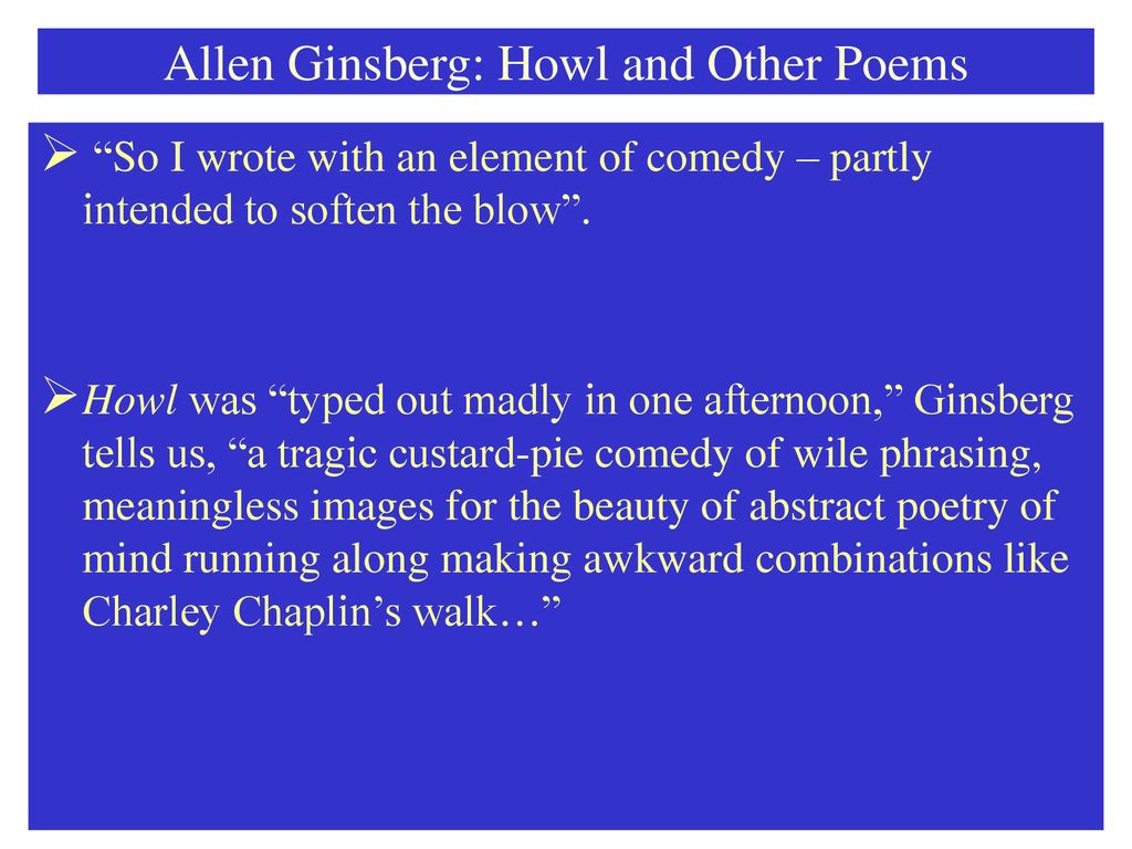 Howl and other Poems Allen Ginsberg Notes for Howl and other Poems 